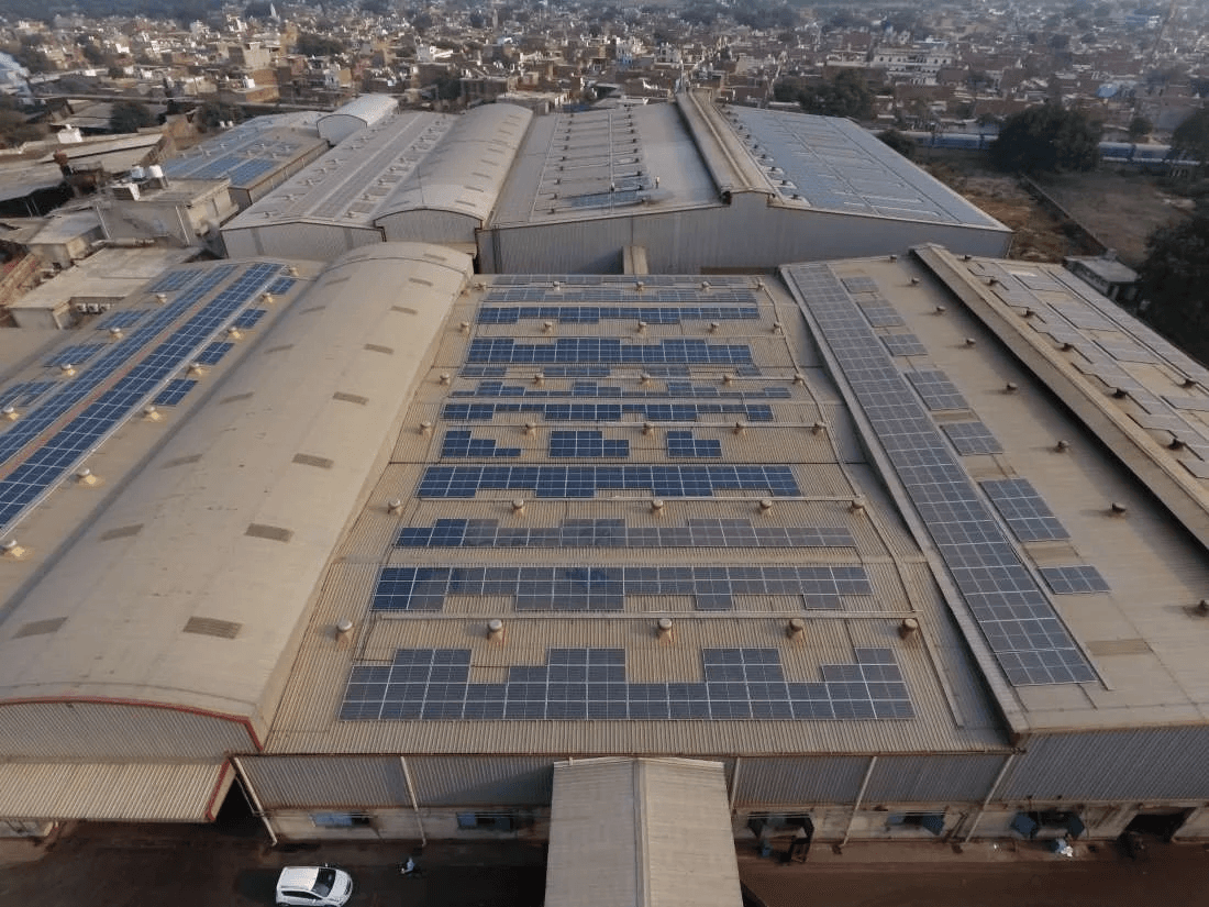 Aerial view of Veer Bharat factory with solar panels