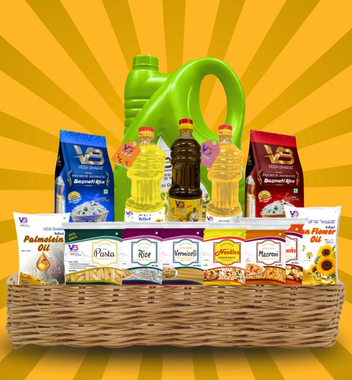 Veer Bharat product basket showcasing premium edible oils